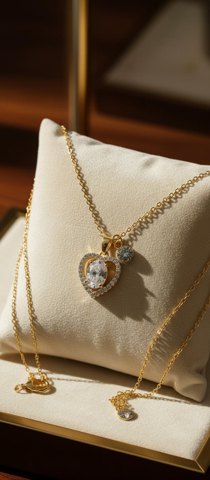 Heart necklace- Χρυσό Κολιέ με Κρύσταλλα aurelia.thegoldenone