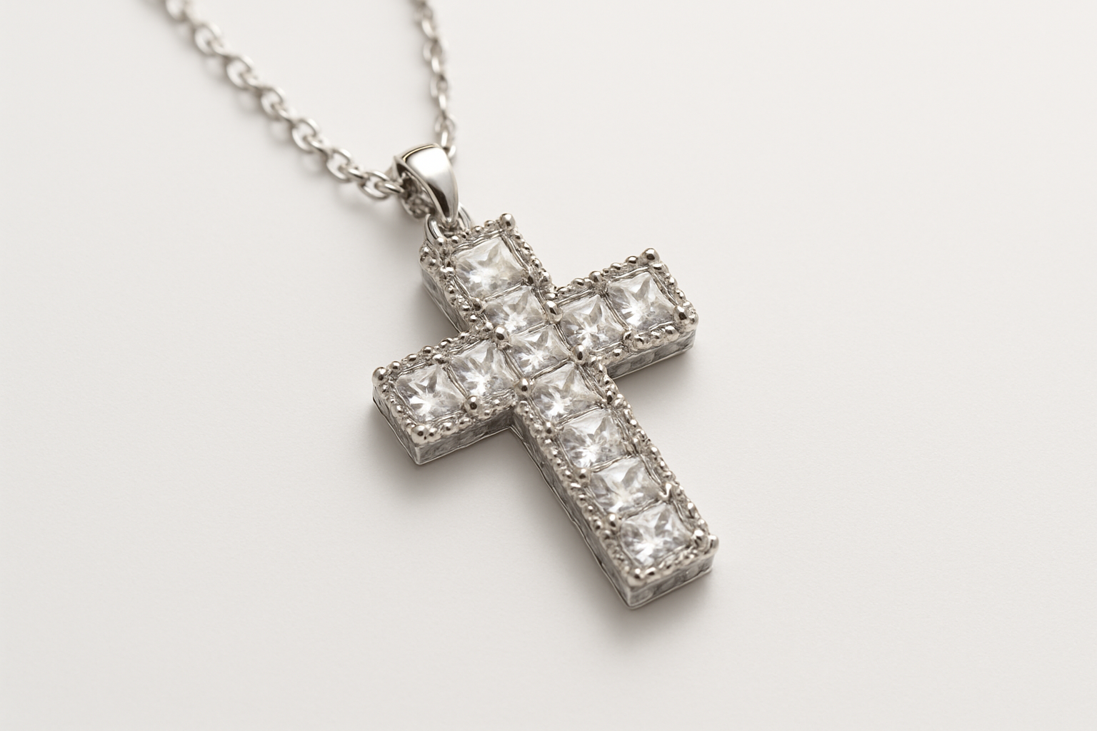 Crystal Cross Necklace - Clean Background