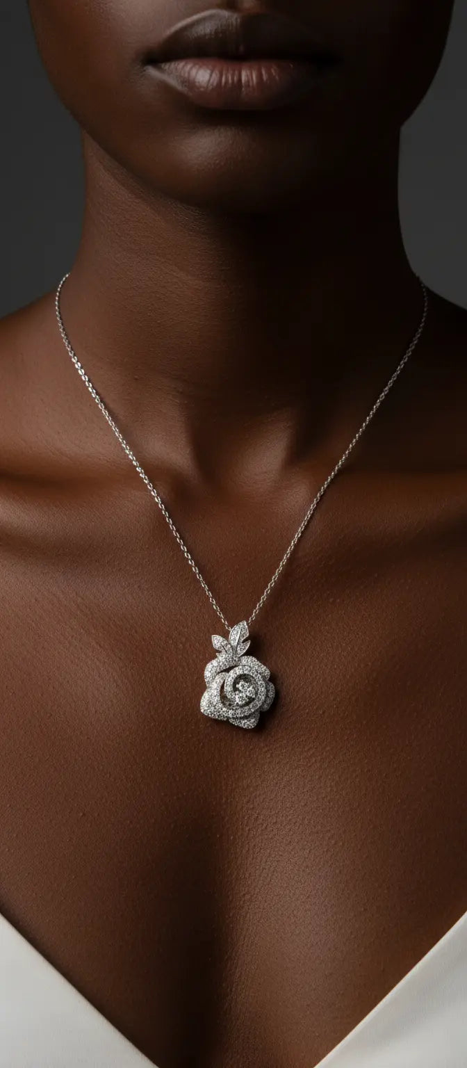 Κολιέ Τριαντάφυλλο με Διαμάντια -  Floral Design Aurelia The Golden One