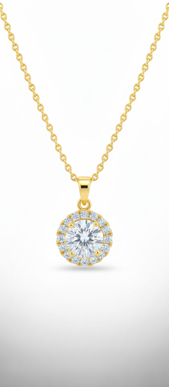 Ατσάλινο Κολιέ Halo με Κρύσταλλα - Διαχρονική Κομψότητα Aurelia The Golden One