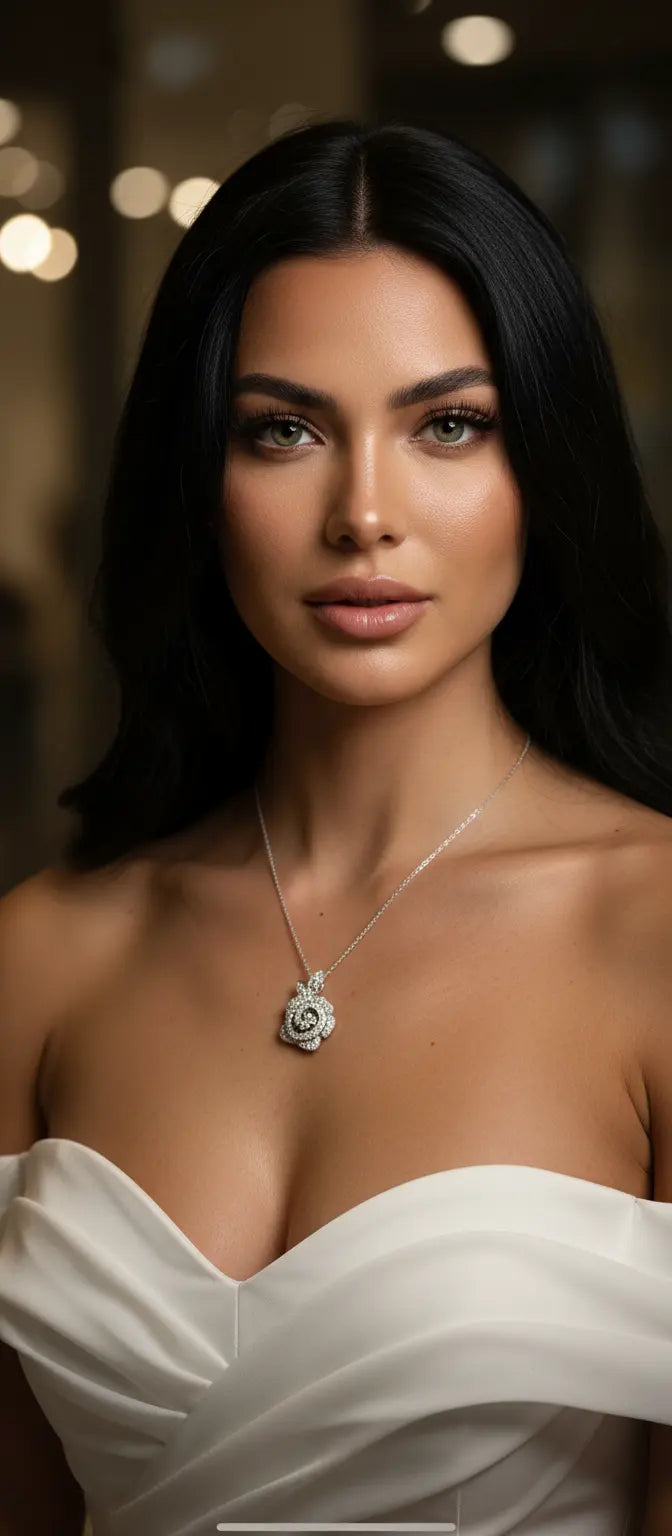 Κολιέ Τριαντάφυλλο με Διαμάντια -  Floral Design Aurelia The Golden One