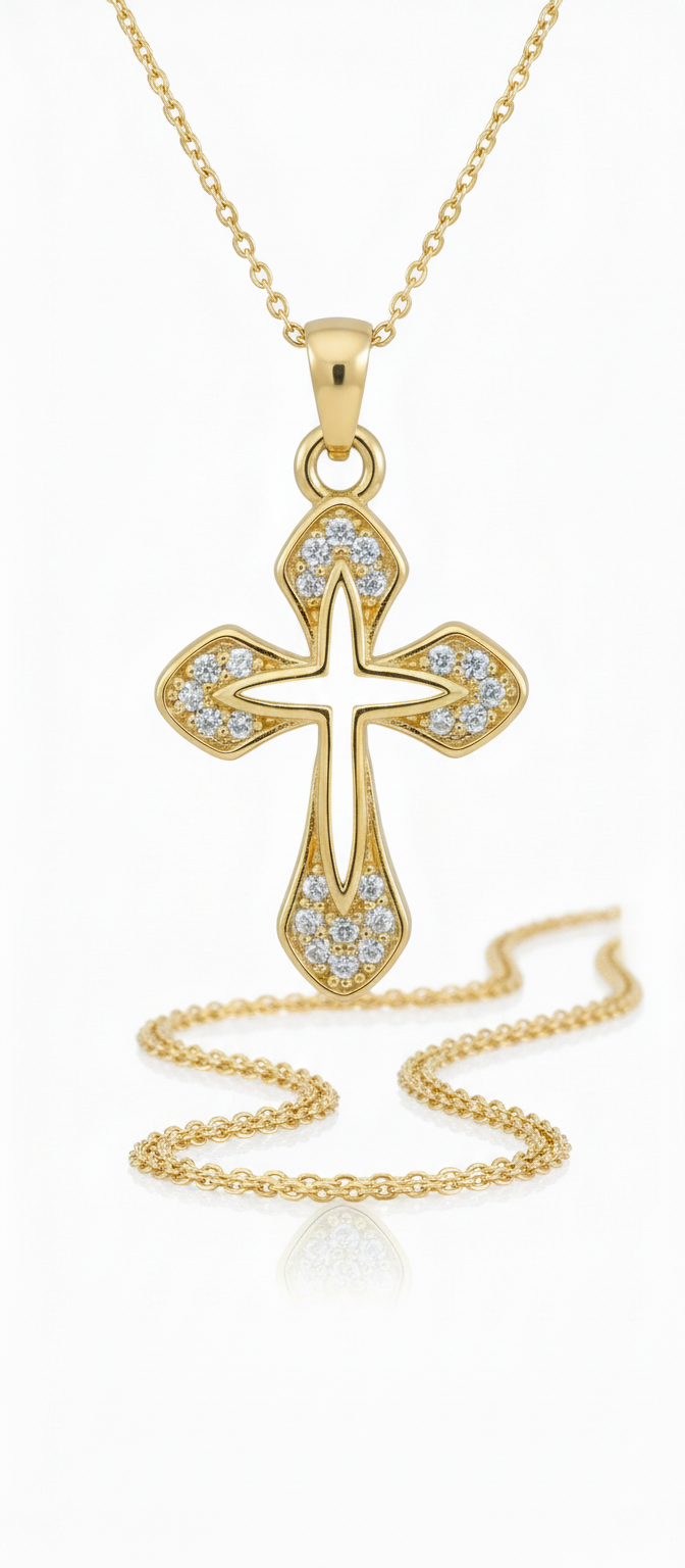 Χρυσός Σταυρός με Κρύσταλλα - Luxury Κολιέ aurelia.thegoldenone